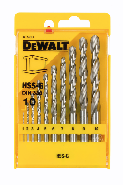 DeWALT DT5921 10 Delige HSS-G Metaalboren In Cassette - Detailed view of the product