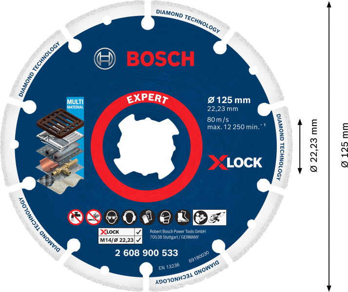 Bosch 2608900533 X-LOCK Diamantschijf Metaal - 125 X 22.23mm - Detailed view of the product