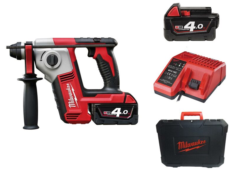 Milwaukee M18 BH-402C 18V Li-Ion Accu SDS-plus Boorhamer Set (2x 4.0Ah Accu) In Koffer - 1,2J