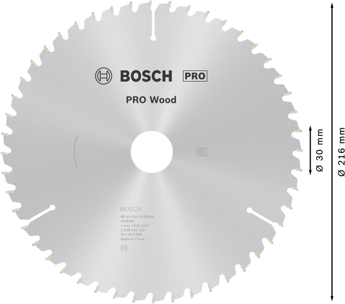 Bosch 2608640432 Optiline Cirkelzaagblad - 216 X 30 X 48T - Hout - Detailed view of the product
