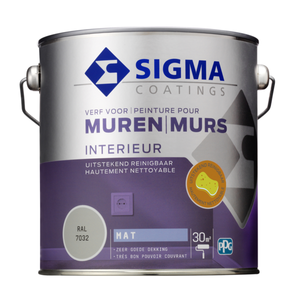 Sigma muurverf reinigbaar mat RAL 7032 2,5L