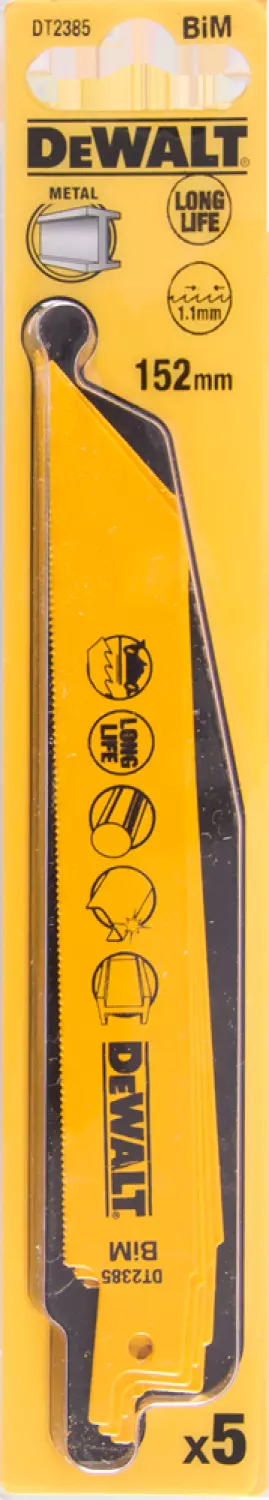 DeWALT DT2385 Reciprozaagblad - 152 X 1,1mm - Metaal (5st) thumbnail 3