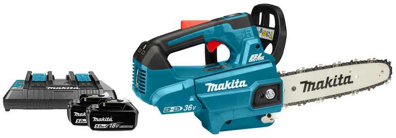 Makita DUC256PT2 2X18V Li-Ion Accu Kettingzaag Set (2x 5,0Ah) - 25cm - Koolborstelloos