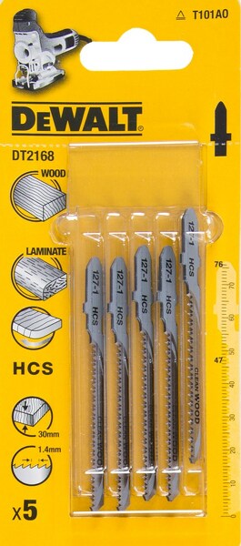 DeWALT DT2168 HCS Decoupeerzaagblad Clean - 1.4mm Tandafstand - Hout / Laminaat (5st)