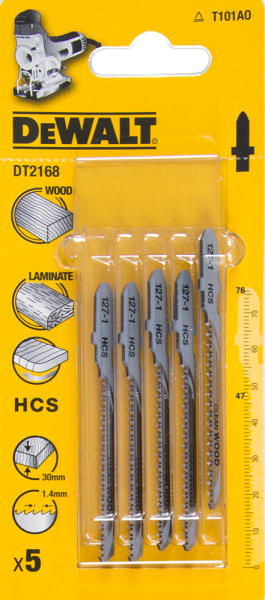 DeWALT DT2168 HCS Decoupeerzaagblad Clean - 1.4mm Tandafstand - Hout / Laminaat (5st) - Detailed view of the product
