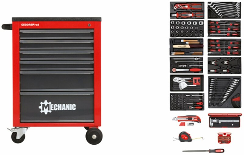 RED R21560002 Gereedschapwagen MECHANIC 166-Delig