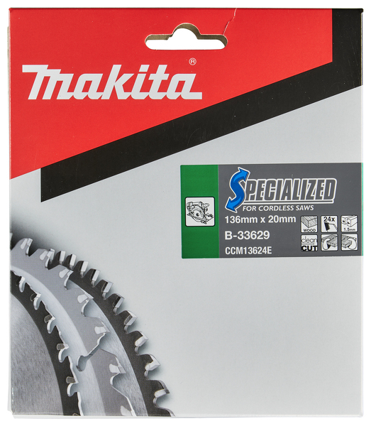 Makita B-33629 Specialized Cirkelzaagblad - 136 X 20 X 24T - Hout - Detailed view of the product