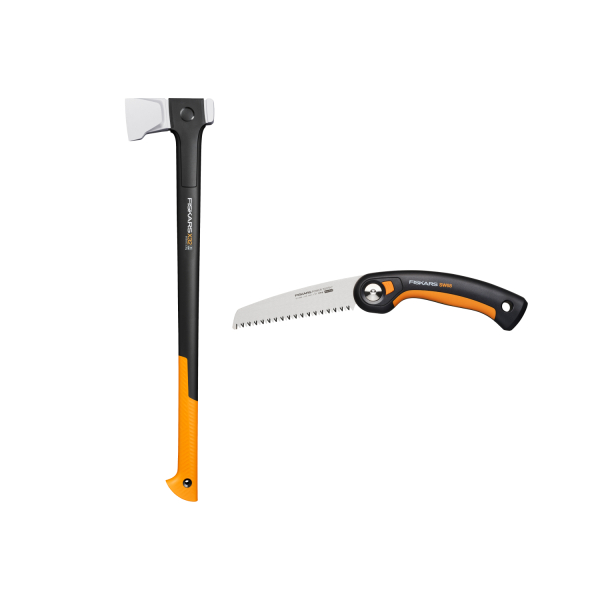Fiskars 1075435 X32 Kloofbijl L Inclusief Gratis SW68 Handzaag afbeelding