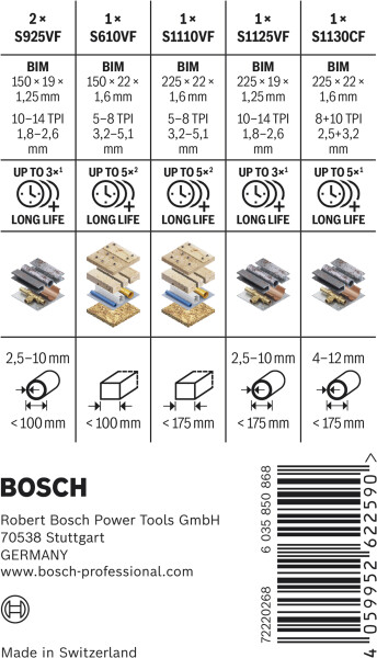 Bosch 2607011820 PRO 6-delige Demolition Zaagbladenset In Blister Met Opbergbox - Detailed view of the product