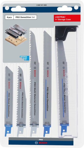 Bosch 2607011820 PRO 6-delige Demolition Zaagbladenset In Blister Met Opbergbox - Detailed view of the product