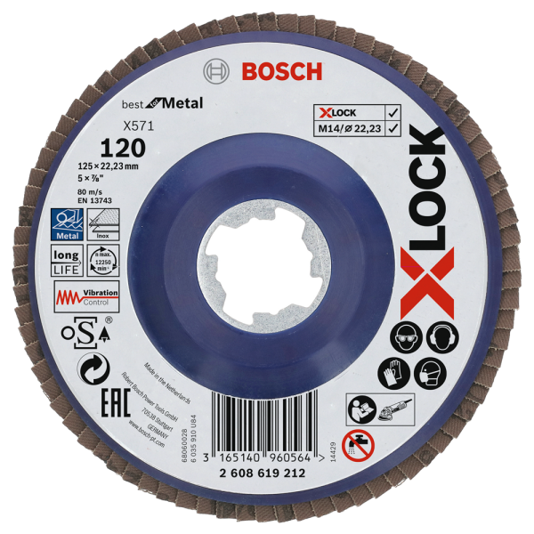 Bosch 2608619212 X-Lock Lamellenschijf Best For Metal - Recht - Kunststof - K120 - X571 - 125mm