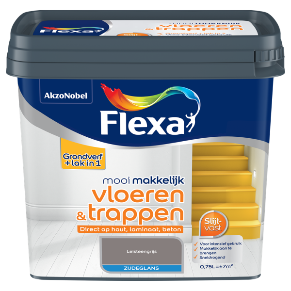 Flexa Lak Mooi Makkelijk Vloeren & Trappen Zijdeglans Leisteengrijs 750ml