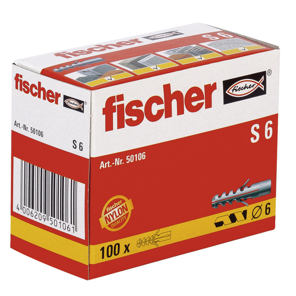 Fischer 50106 S 6 Pluggen - 6 X 30mm (100st) - Detailed view of the product