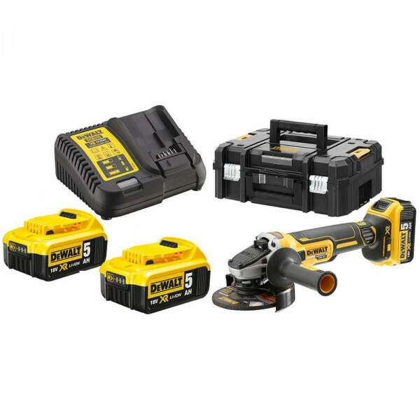 DeWALT DCG405P3 18V Li-Ion Accu Haakse Slijper Set (3x 5.0Ah Accu) In TSTAK - 125mm - Koolborstelloos EAN: 5035048734209