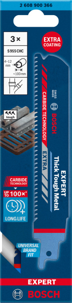 Bosch 2608900366 EXPERT Reciprozaagblad S955CHC - Thick Tough Metal (3st) - Detailed view of the product