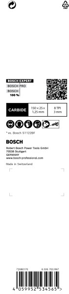 Bosch 2608900366 EXPERT Reciprozaagblad S955CHC - Thick Tough Metal (3st) - Detailed view of the product