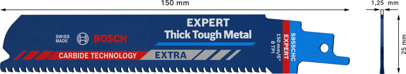 Bosch 2608900366 EXPERT Reciprozaagblad S955CHC - Thick Tough Metal (3st) - Detailed view of the product