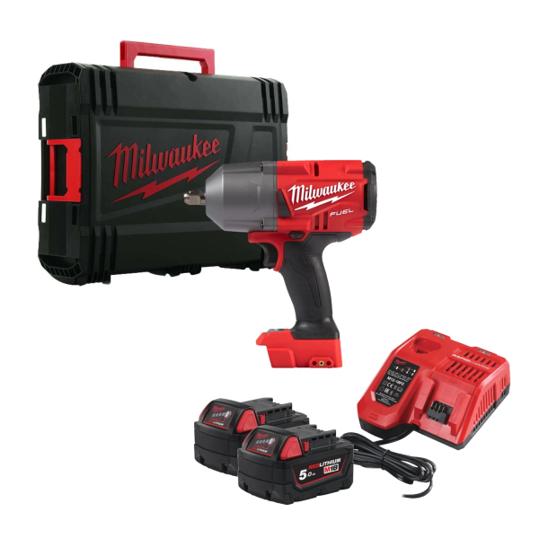 Milwaukee M18 FHIW2F12-502X 18V Li-Ion Accu Slagmoersleutel Met Frictiering Set (2x 5.0Ah Accu) In HD Box - 1/2''- 1491Nm