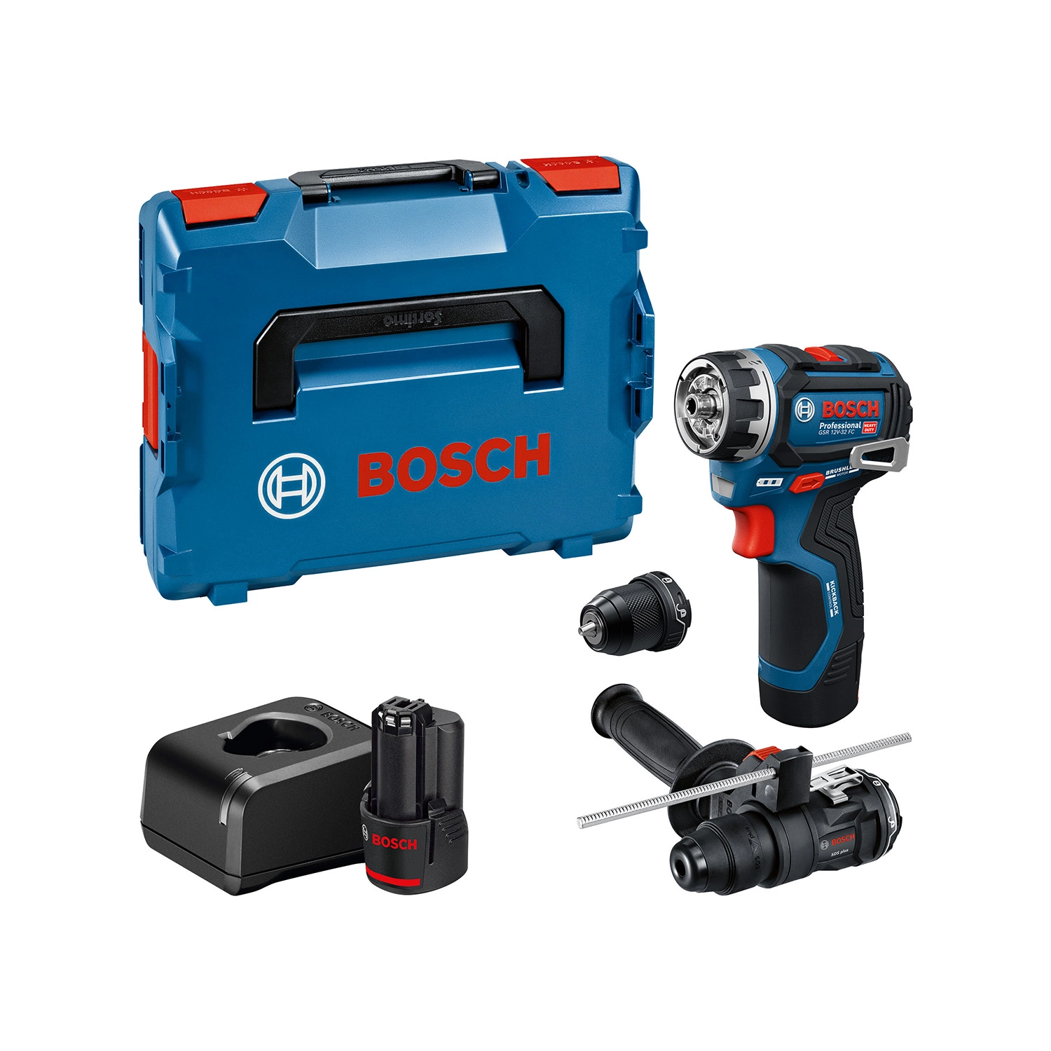 Bosch GSR 12V-32 FC 12V Accu Schroefboormachine Set Met Opzetstukken (2x2.0Ah Accu) In L-Boxx