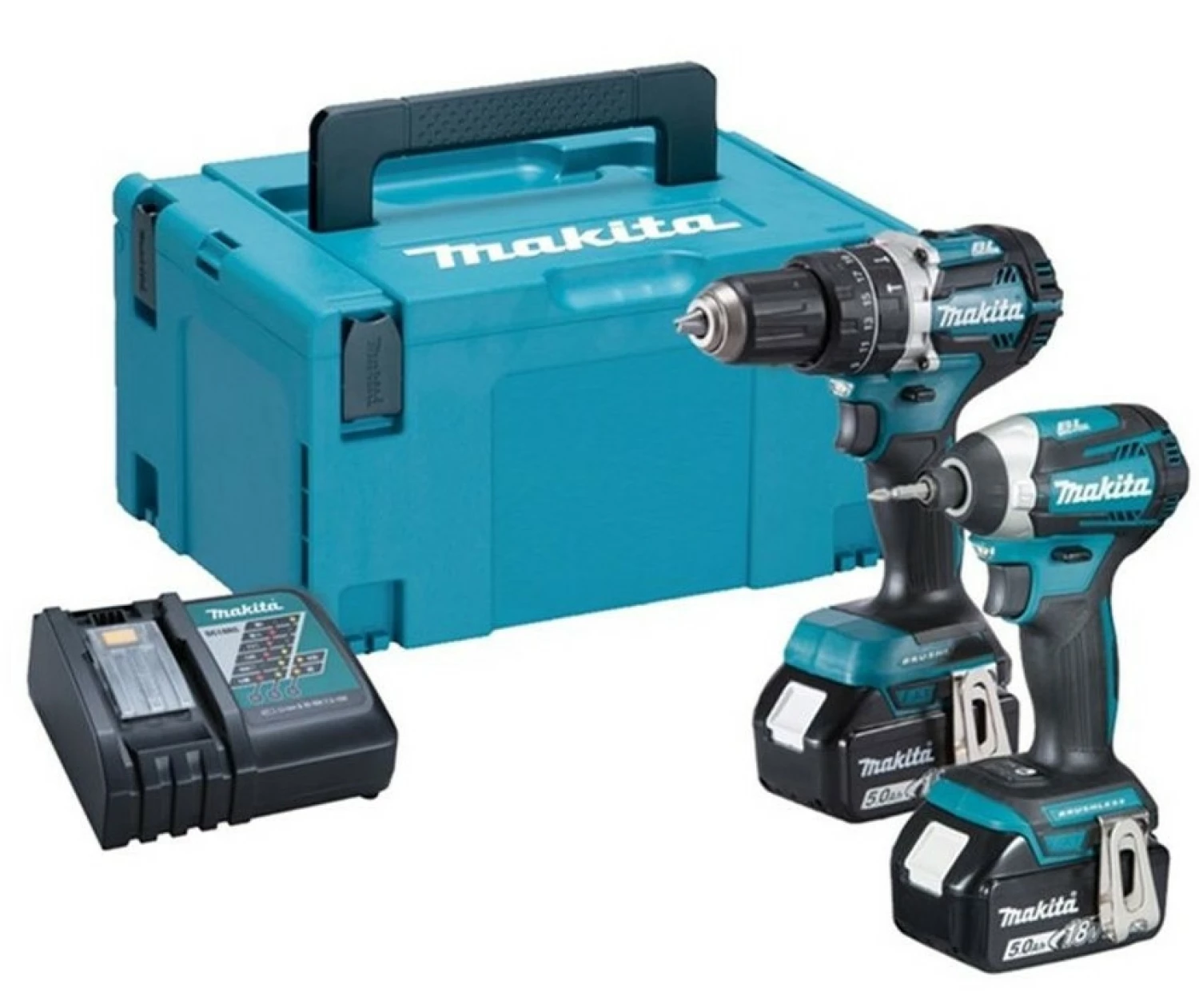 Makita DLX2181TJ 18V Li-Ion Accu Klop-/schroefmachine (DHP484)&Slagschroevendraaier (DTD154) Combiset (2x 5,0Ah Accu) In Mbox - Koolborstelloos