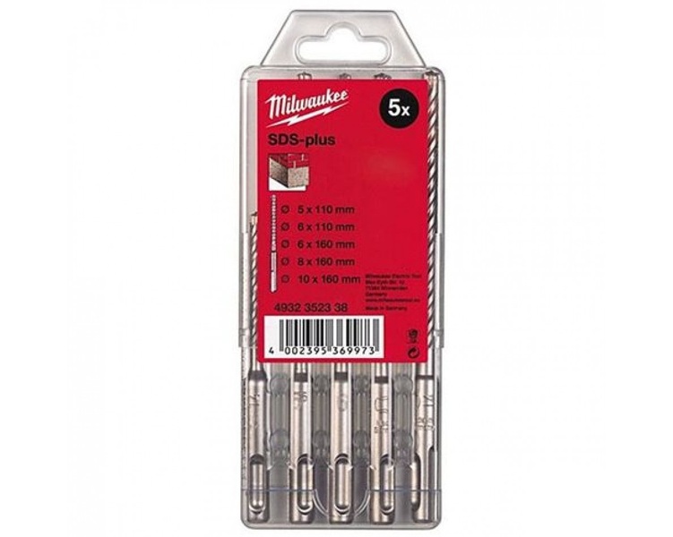 Milwaukee 4932352338 5 Delige SDS-plus Hamerboren Set In Kunststof Cassette - 110 X 160mm - 5-10mm