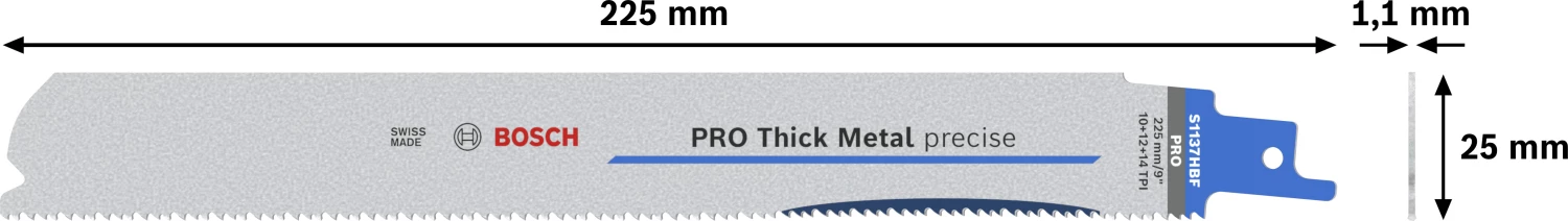 Bosch PRO S1137HBF Thick Metal Precise Reciprozaagblad - 225mm - Metaal (5st) thumbnail 2