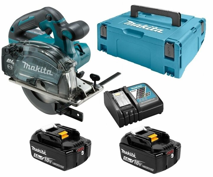 Makita DCS553RTJ 18V Li-Ion Accu Metaalcirkelzaag Set (2x 5.0Ah Accu) In Mbox - 150mm - Koolborstelloos