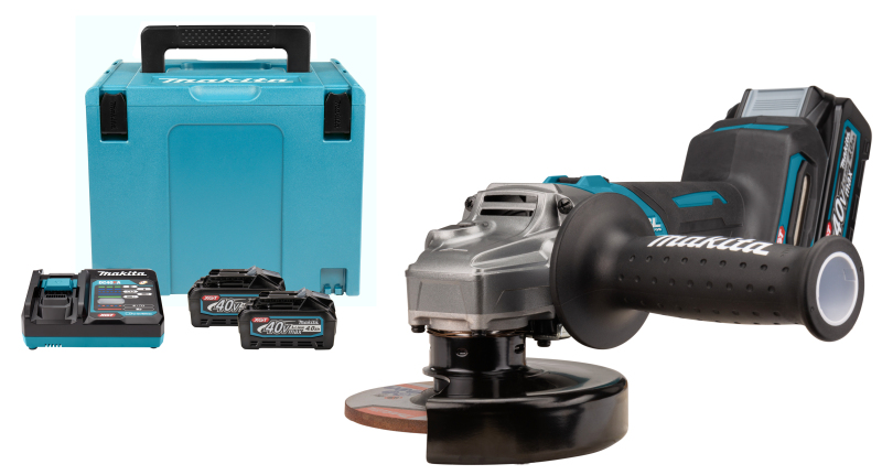 Makita GA008GM201 XGT 40V Max Li-Ion Accu Haakse Slijper Set (2x 4,0Ah) In Mbox - 125mm - Koolborstelloos