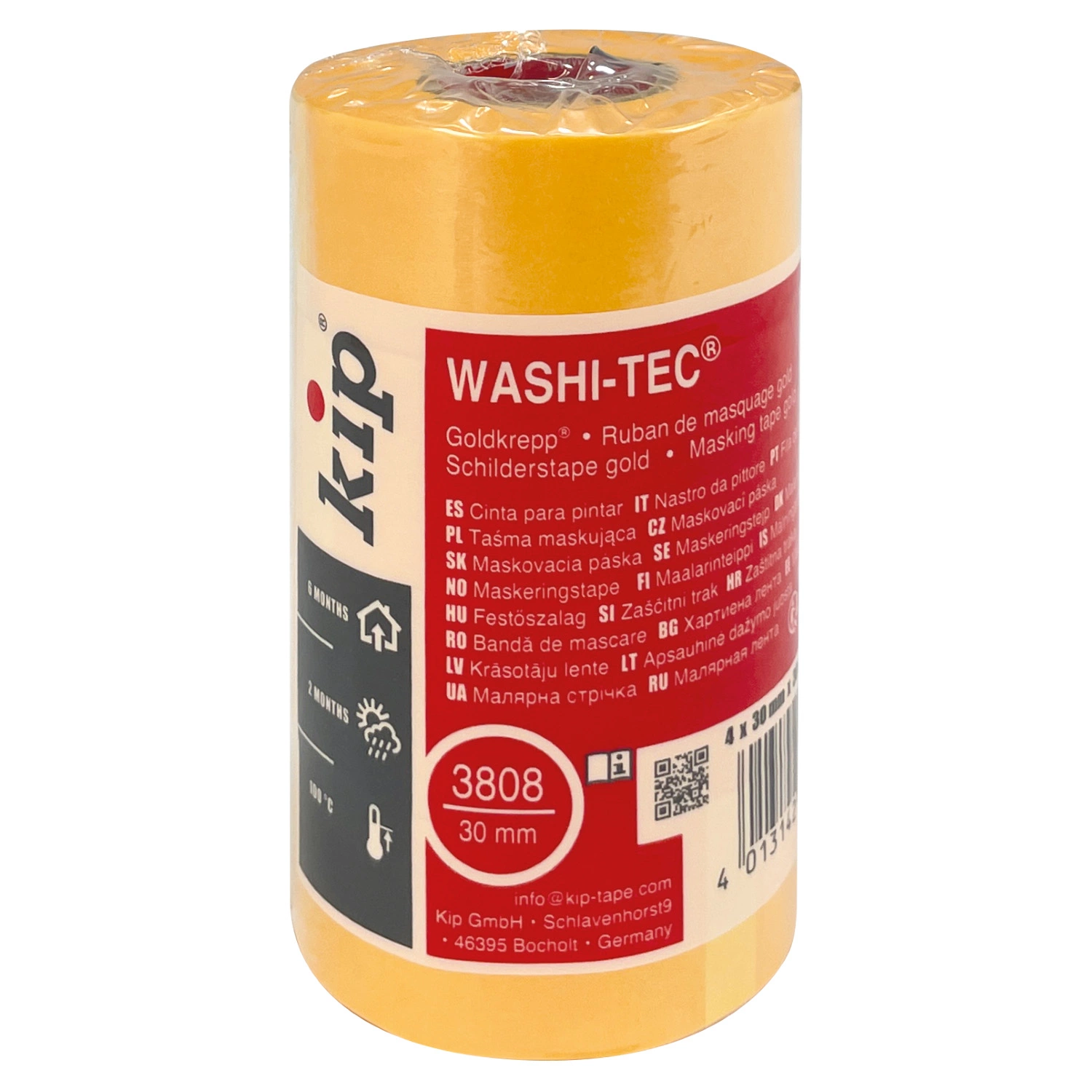 Kip Tape 3808 Washi-Tec Pocket - Oranje 4-pack - 30mm X 30m