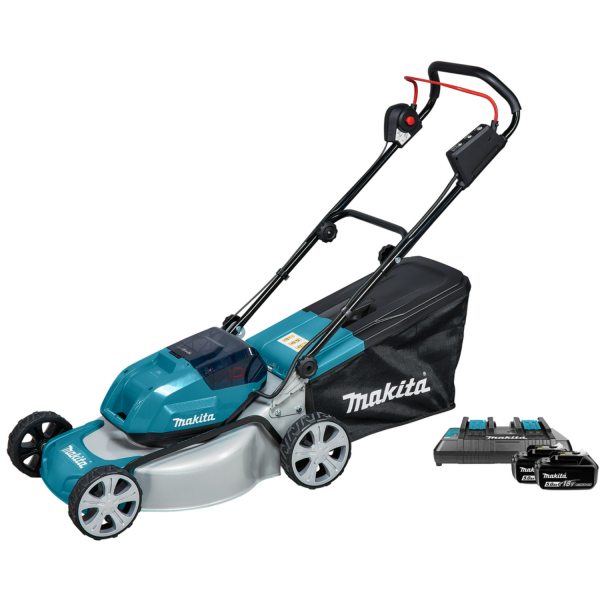 Makita DLM463PT2 (2X18V) Li-Ion Accu Grasmaaier Set (2 X 5,0Ah) - 46cm - 60L - 1600 M²