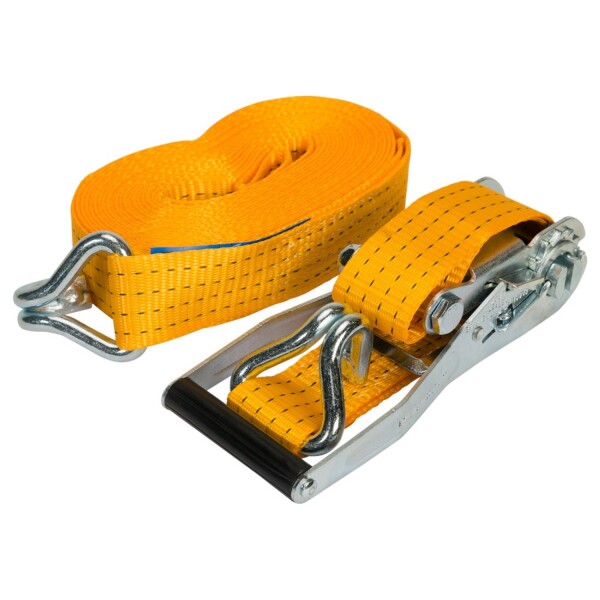 Konvox LAZE1001-3353 Spanband Met Ratelgesp En J-haak 7m X 50mm - LC2000/4000 - Geel