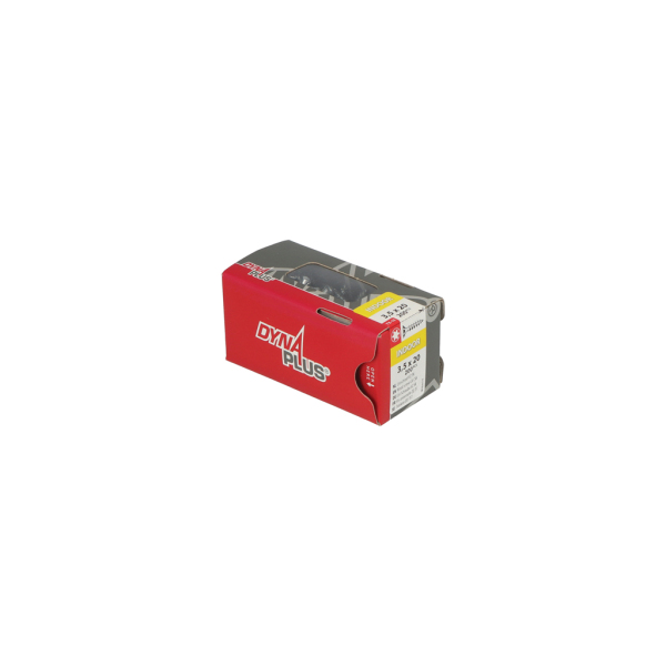 DynaPlus 0281.01.17001 Unischroef - TX15 - 3.5 X 20mm - Platkop - Voldraad - Verzinkt (200st) - Detailed view of the product