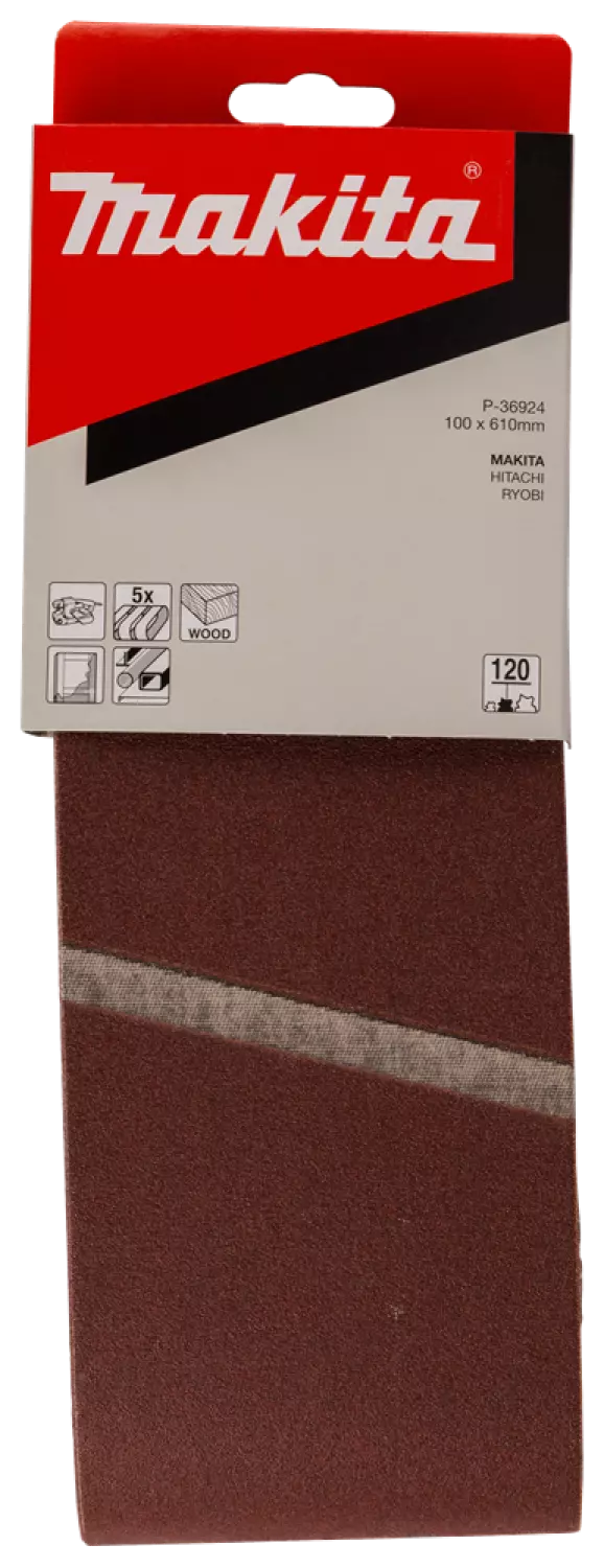 Makita P-36924 schuurband 100x610 mm RED 5 stuks-K120