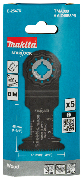 Makita E-25476 TMA088 Invalzaagblad 45x45mm - Hardhout (5st) - Detailed view of the product