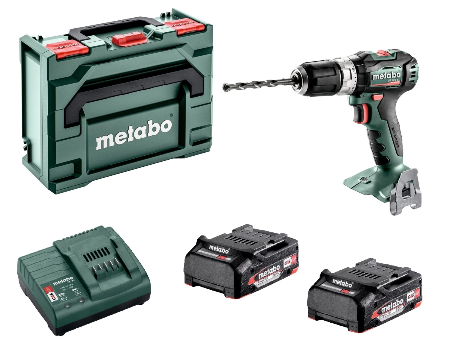 Metabo SB 18 L BL 18V Li-Ion Accu Klopboormachine Set (2x 2.0Ah Accu) In MetaBOX - Koolborstelloos