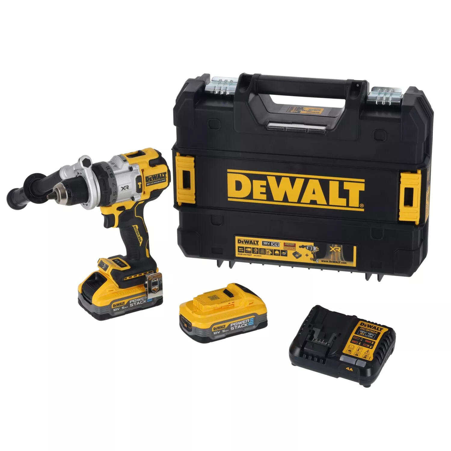 DeWALT DCD1007H2T 18V Li-ion Accu Klopboor-/schroefmachine Set (2x 5.0Ah Accu) In TSTAK - 169Nm afbeelding