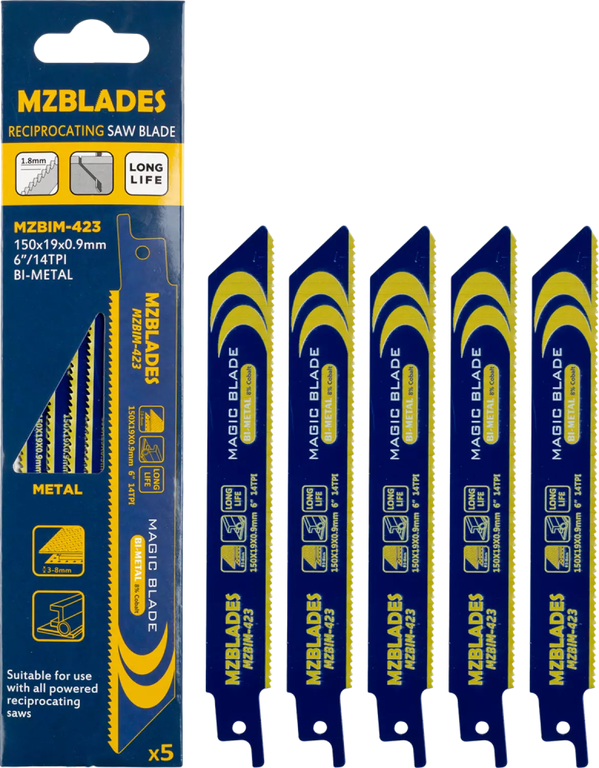 Multizaag MZBIM-423 Reciprozaagblad Bimetaal - 5 Stuks thumbnail 2