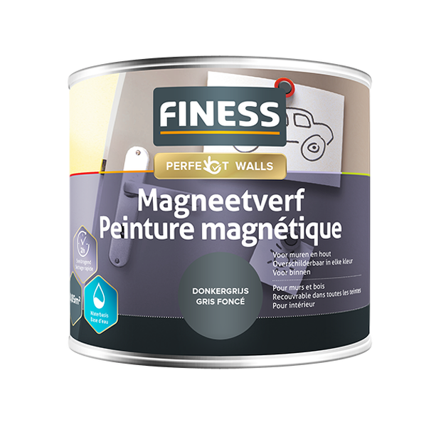 Finess Magneetverf Acryl - Donkergrijs - 0,5L - Detailed view of the product