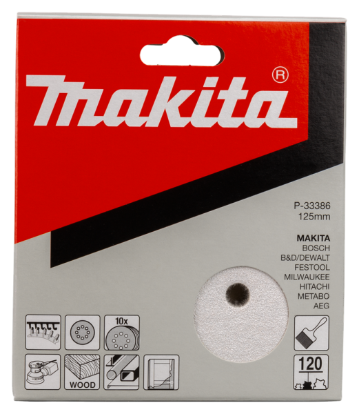 Makita P-33386 Schuurschijf White - K120 - 125mm (10st) - Detailed view of the product
