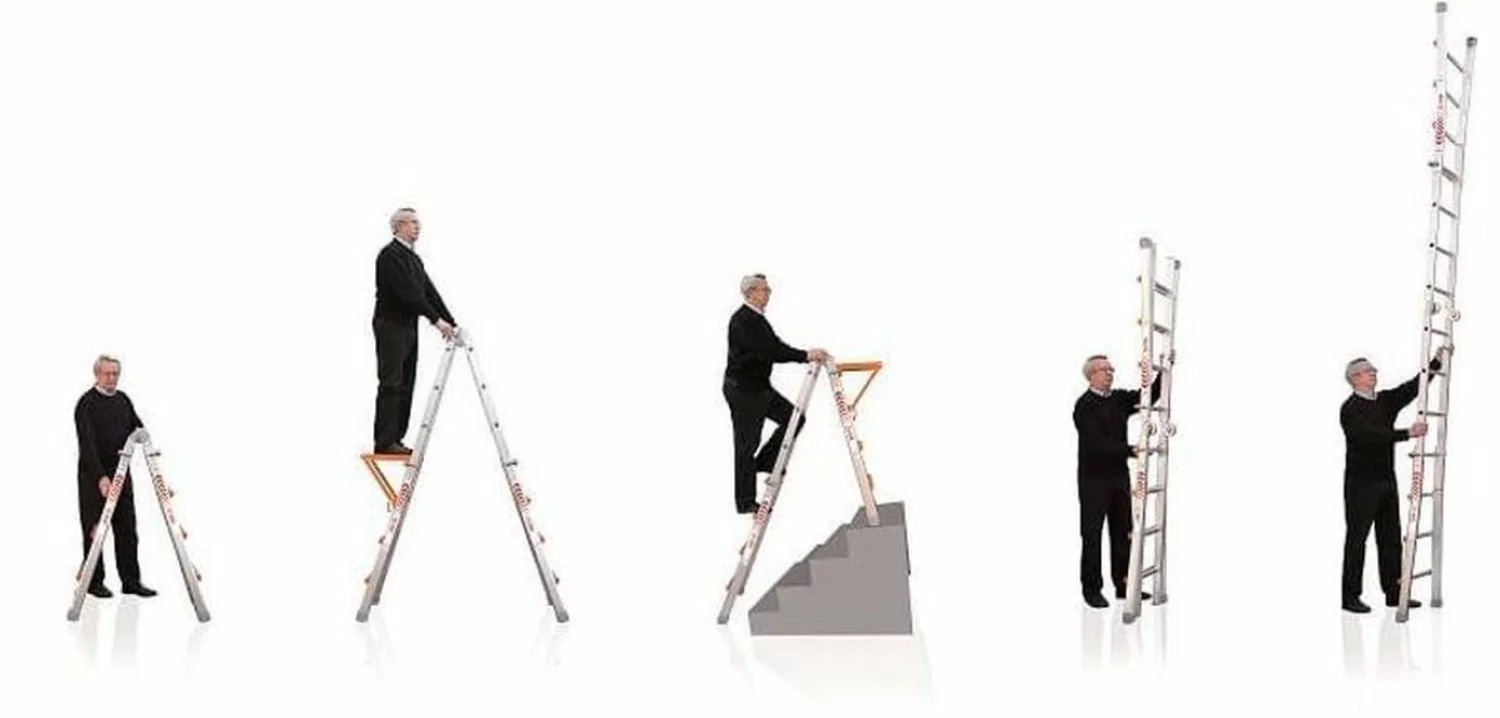 Little Jumbo Waku Model 0 Telescopische Vouwladder - Max. Werkhoogte 3.48m - 4x3 Sporten thumbnail 4