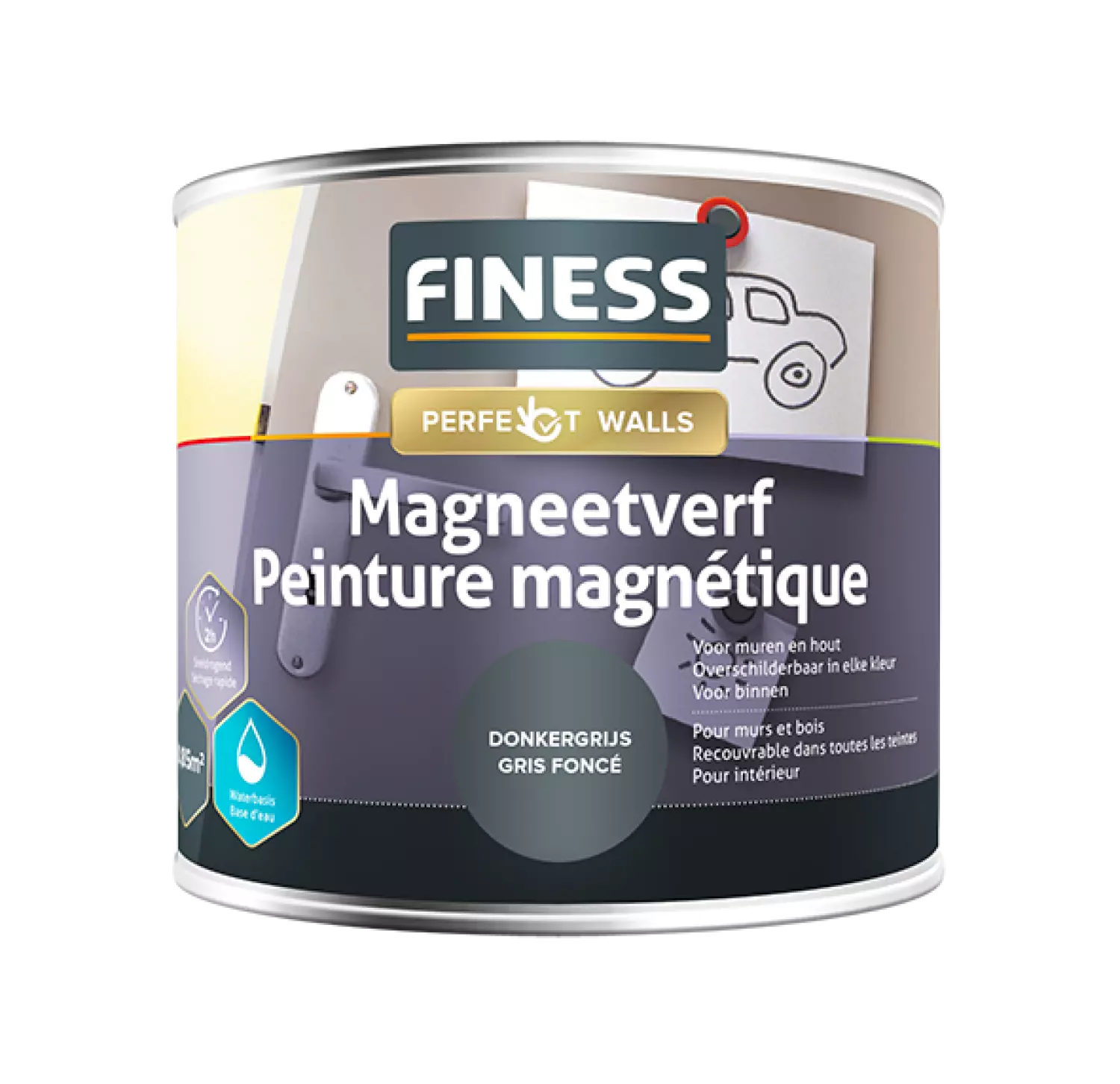 Finess Magneetverf Acryl - Donkergrijs - 1L thumbnail 2