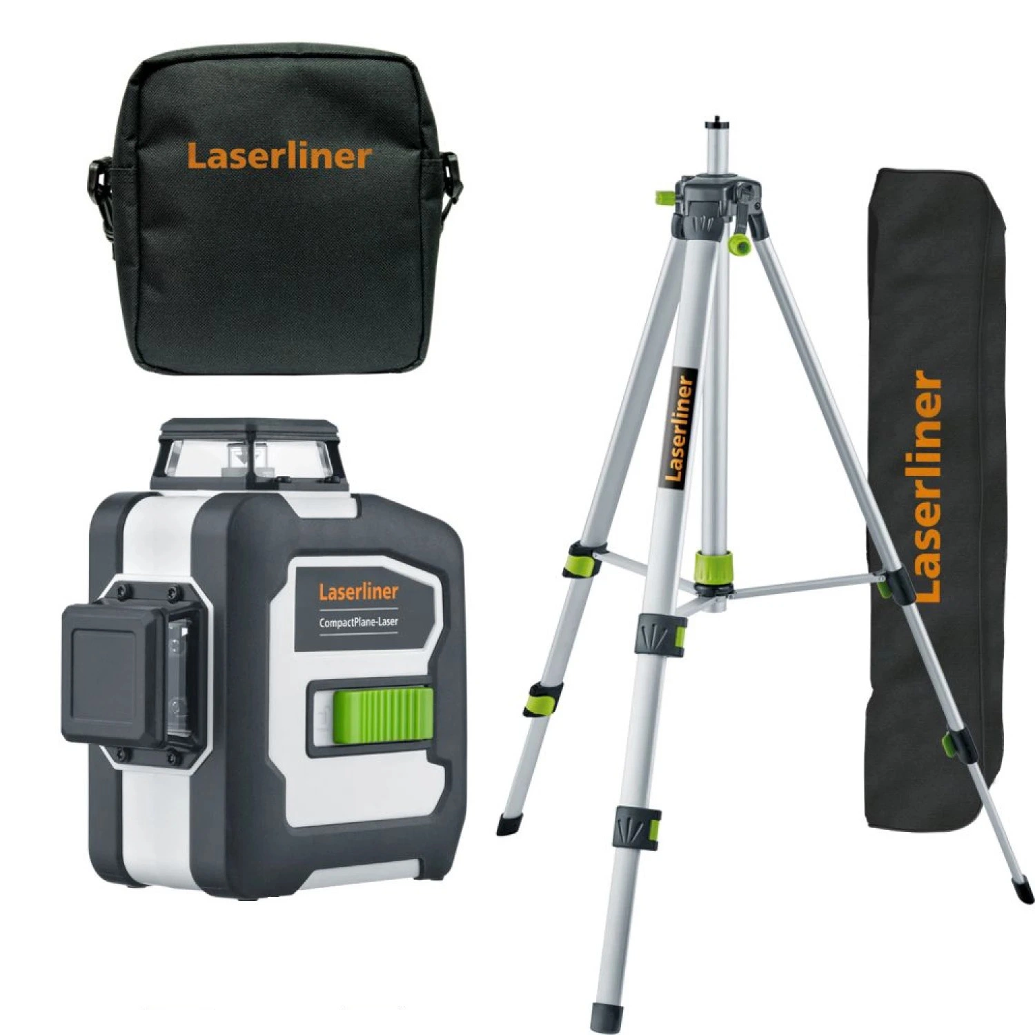 Laserliner CompactPlane-Laser 3G Kruislijnlaser Set Incl. Statief In Tas - 3 Lijnen - Groen - 30m