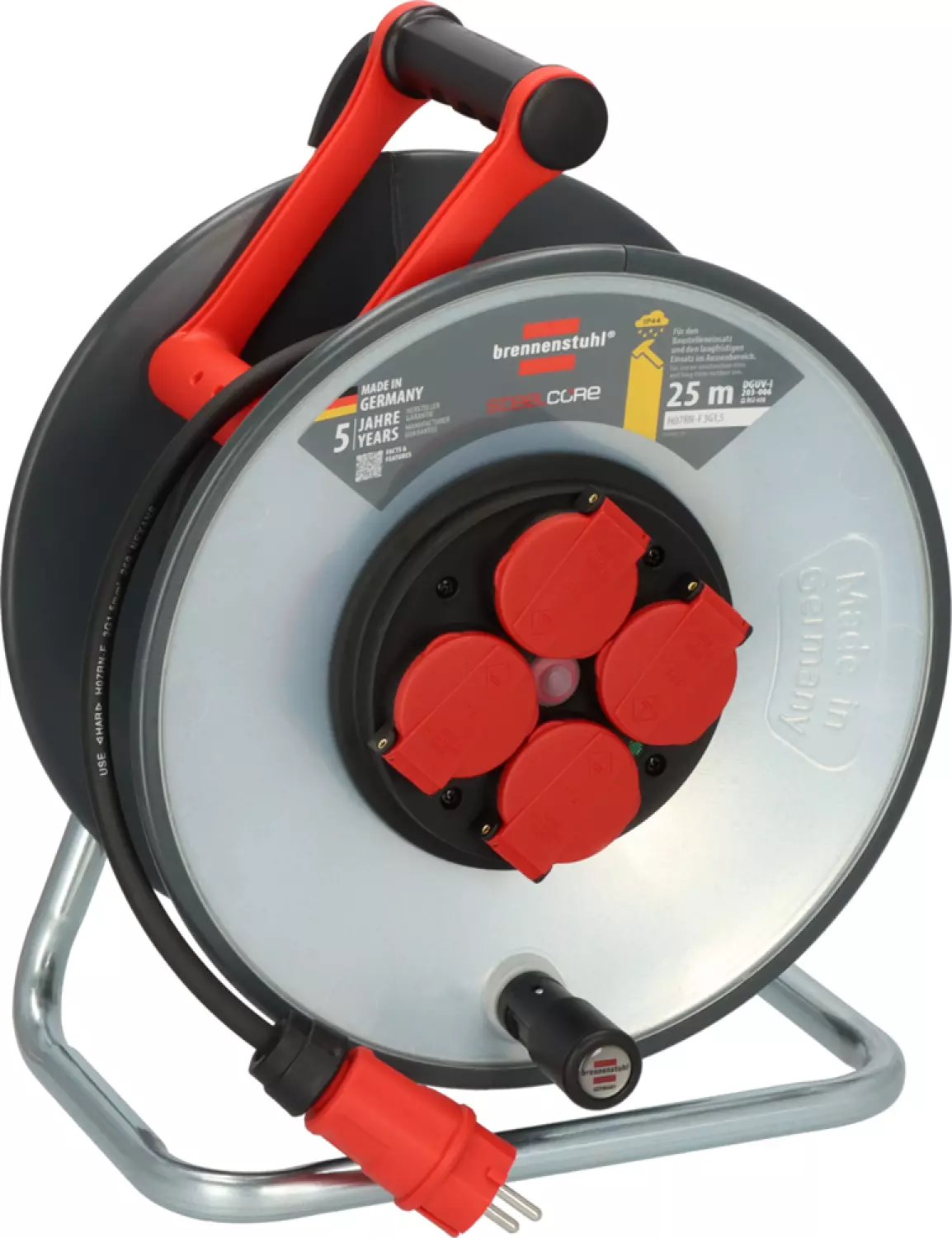 Brennenstuhl Professional SC 2100 SteelCore Kabelhaspel H07RN-F 3G1,5 - IP44 - 25m - Zwart