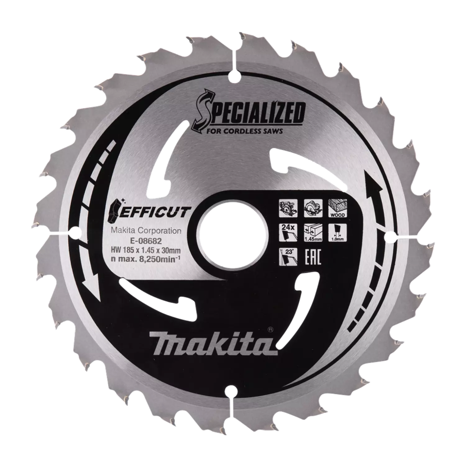 Makita E-08682 Cirkelzaagblad - Efficut - 185x30x24T - Hout thumbnail 2