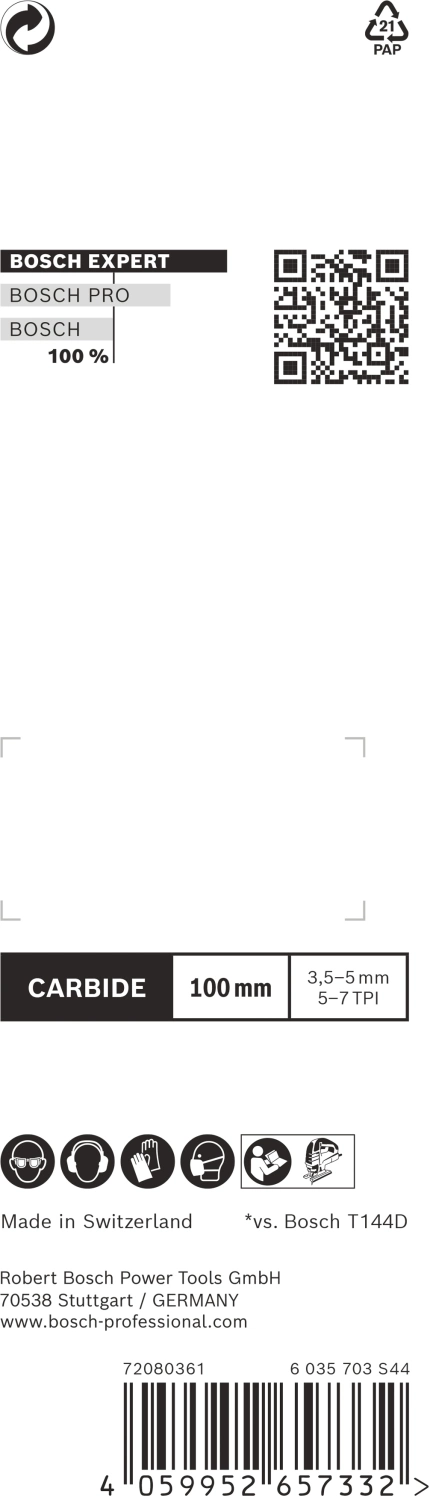 Bosch EXPERT T144DHM Hardwood Fast Decoupeerzaagblad - 100mm - Hout (2st) thumbnail 3