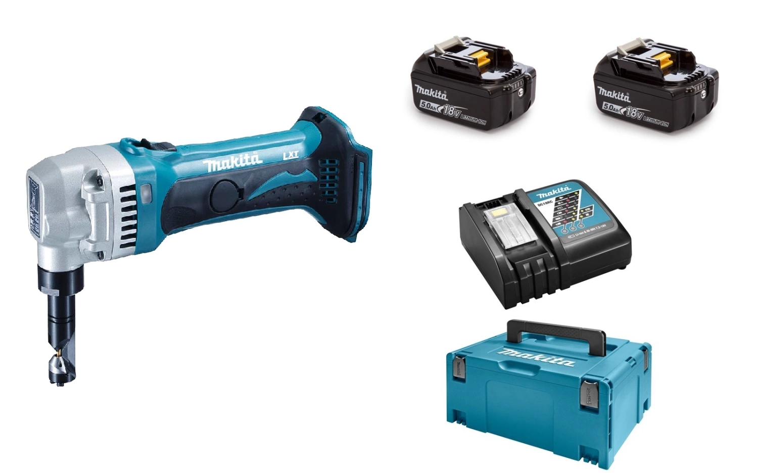 Makita DJN161RTJ 18V Li-Ion Accu Knabbelschaar Set (2x 5,0Ah Accu) In Mbox