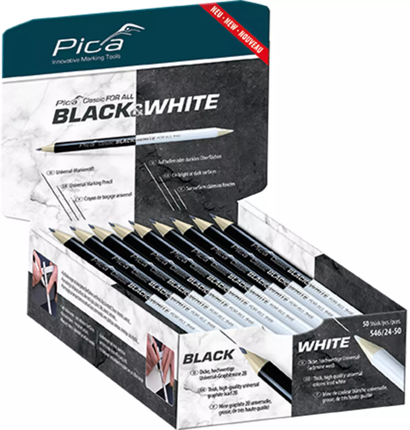 Pica 546/24 Markeerpotlood Black&White (50st)