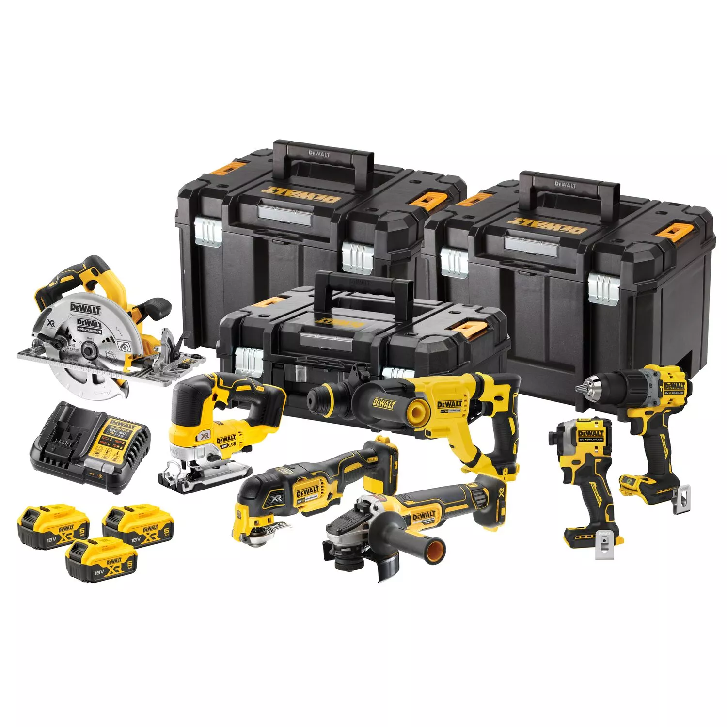 DeWALT DCK706P3T 18V Li-ion Accu 7-delige Combiset (3x 5.0Ah Accu) In TSTAK