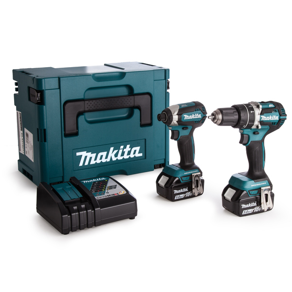 Makita DLX2180TJ 18V Li-Ion Accu Klop-/schroefmachine (DHP484)&Slagschroevendraaier (DTD153) Combiset (2x 5,0Ah Accu) In Mbox - Koolborstelloos