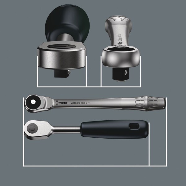 Wear 05004050001 29-delige 8100 SB 10 Zyklop Metal Ratel- En Doppenset - 3/8" - Detailed view of the product
